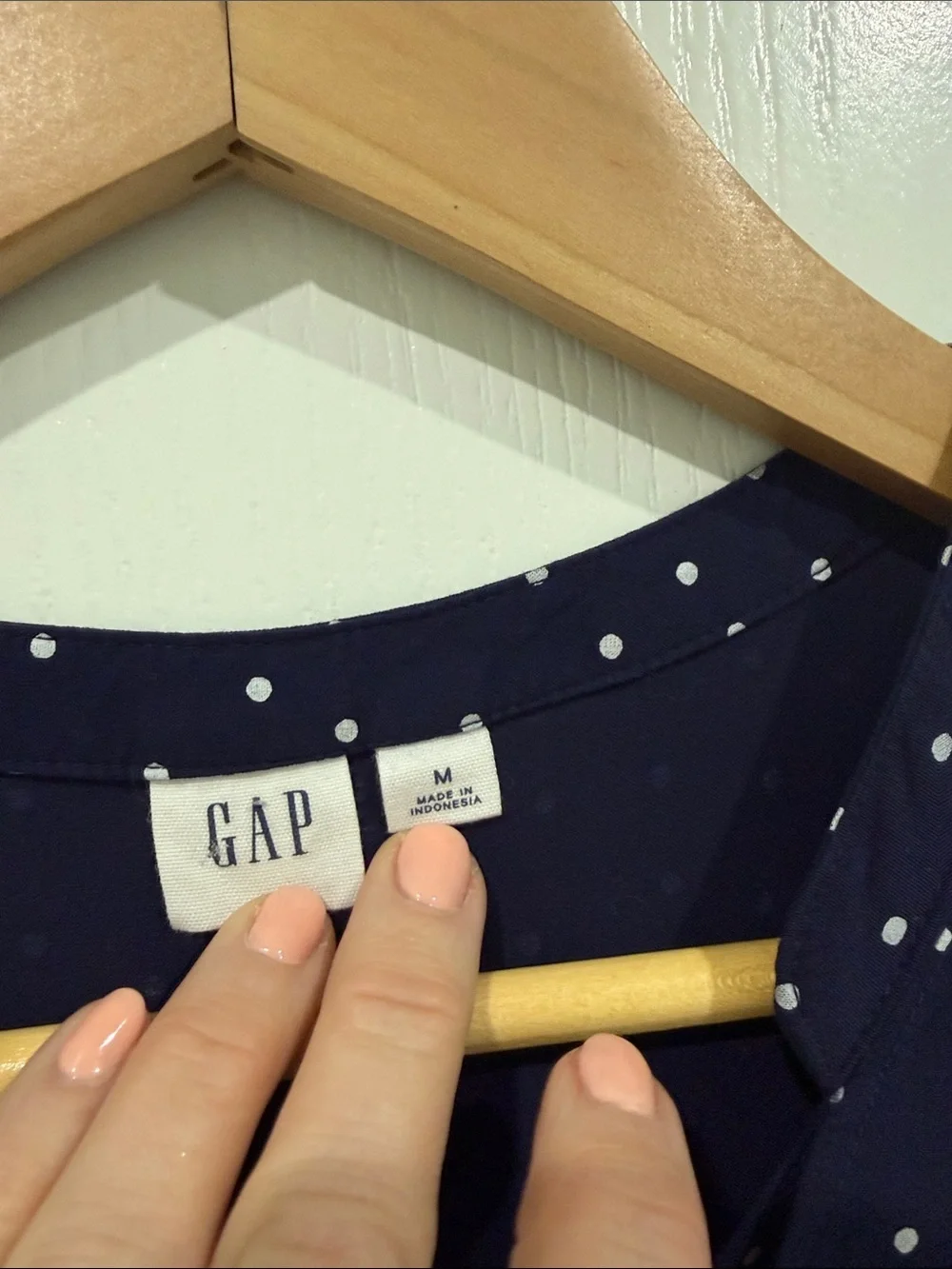 GAP Navy midi/Maxi Dress with White Polka Dots size medium